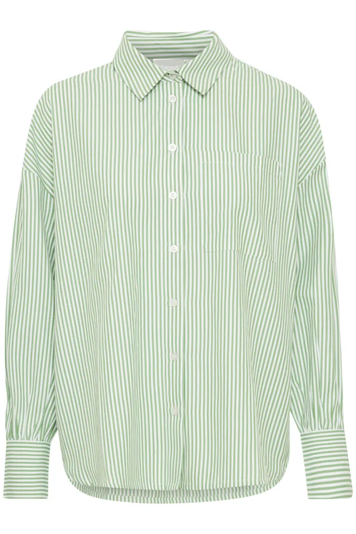 3516- Green Pinstripe Shirt- Fransa