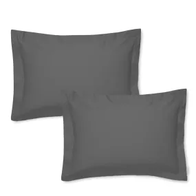 400 Thread Count Cotton Sateen Oxford Pillowcase Pair - Charcoal