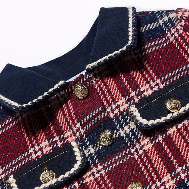 Abel & Lula Plaid Coat Navy 5.831_003