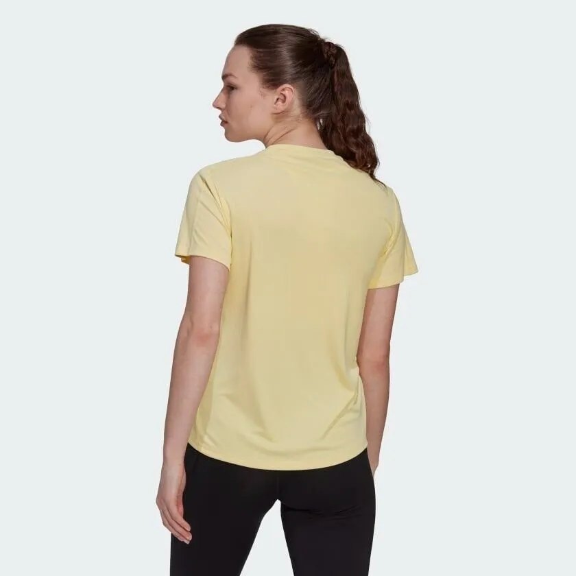 adidas Run It Tee Womens Running Top Ladies Fitness T-Shirt Yellow Aeroready