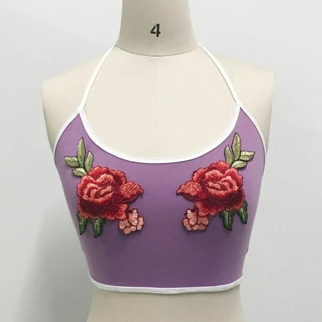 Appliques Cropped Tank Top Halter Summer Tops Sexy Sleeveless Hot Lingerie Tube Top Underwear Chalecos Mujer#99 SM6