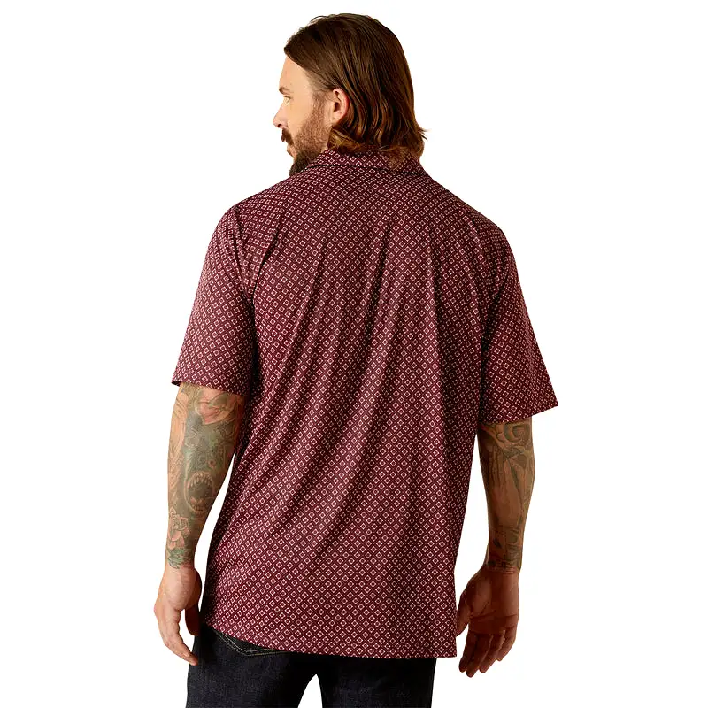 'Ariat' Men's All Over Print Polo - Dark Redwood