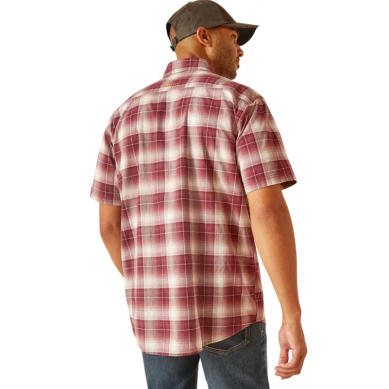 'Ariat' Men's Rebar 'Made Tough' DuraStretch Button Down - Roan Rouge Plaid