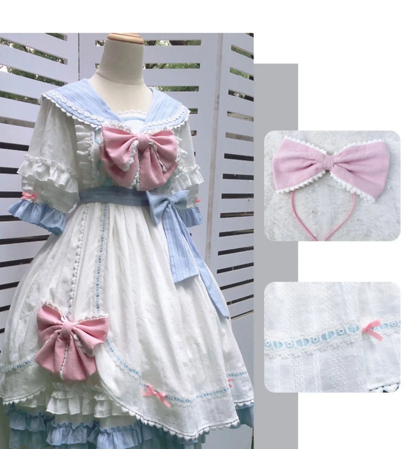 Baby blue little sailor Lolita dress one piece