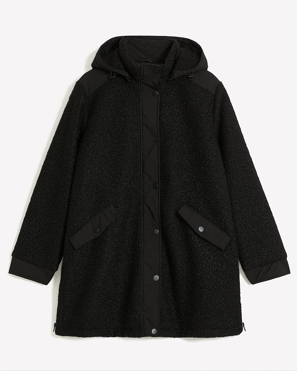 Black Padded Sherpa Coat