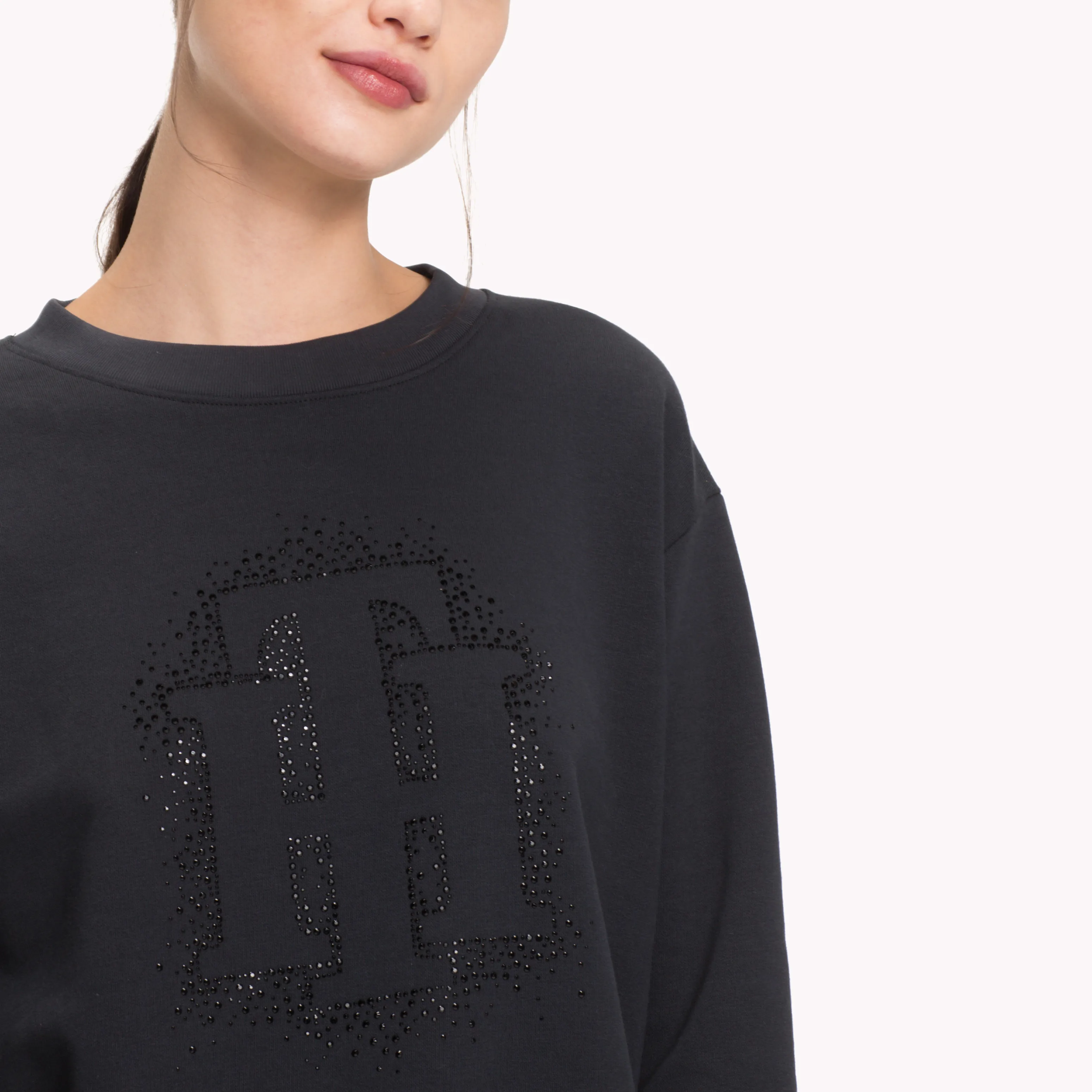 Black Rhinestone Crest Sweatshirt | Sweatshirts & Hoodies | Tommy Hilfiger