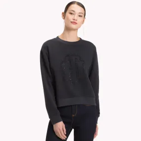 Black Rhinestone Crest Sweatshirt | Sweatshirts & Hoodies | Tommy Hilfiger