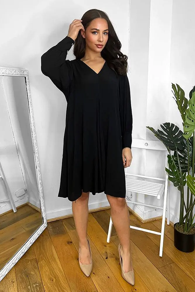 Black Sheer Chiffon V-Neck Dress