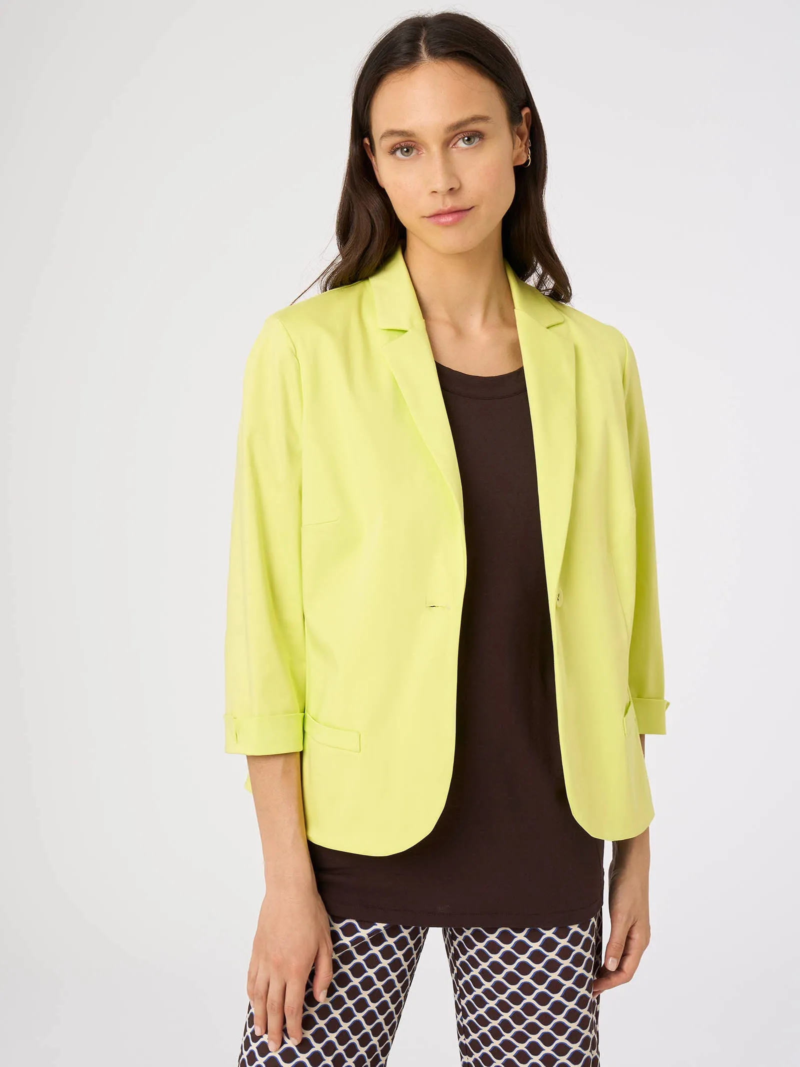 Blazer con manica 3/4 in Satin Power - Daiquiri Green