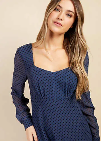 Blue Spot Sweetheart Midaxi Dress by Vogue Williams by Little Mistress | Look Again