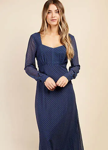 Blue Spot Sweetheart Midaxi Dress by Vogue Williams by Little Mistress | Look Again