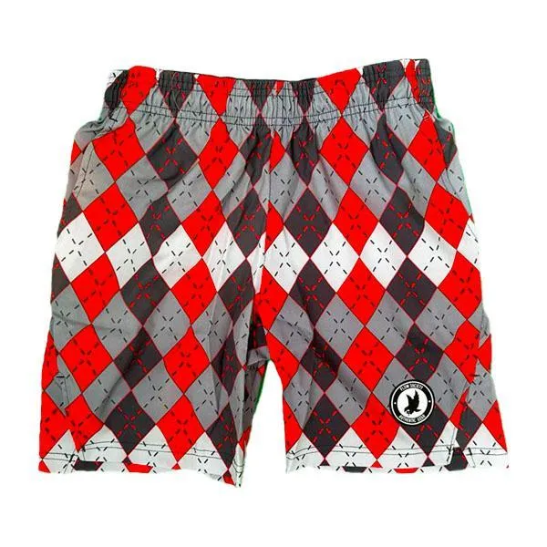 Boys Red & Grey Argyle Tennis Short