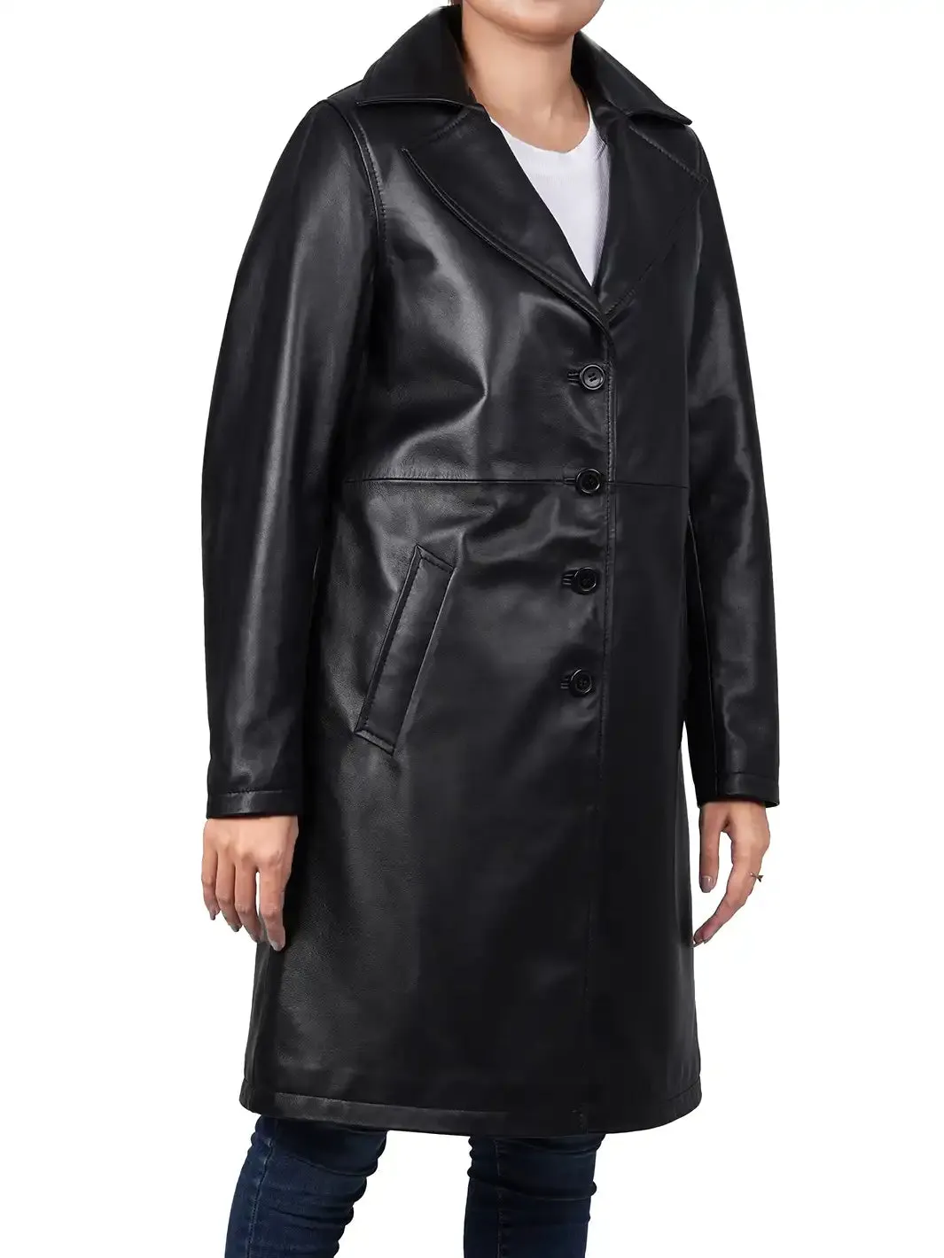 Bryson Relax Fit Black Leather Coat