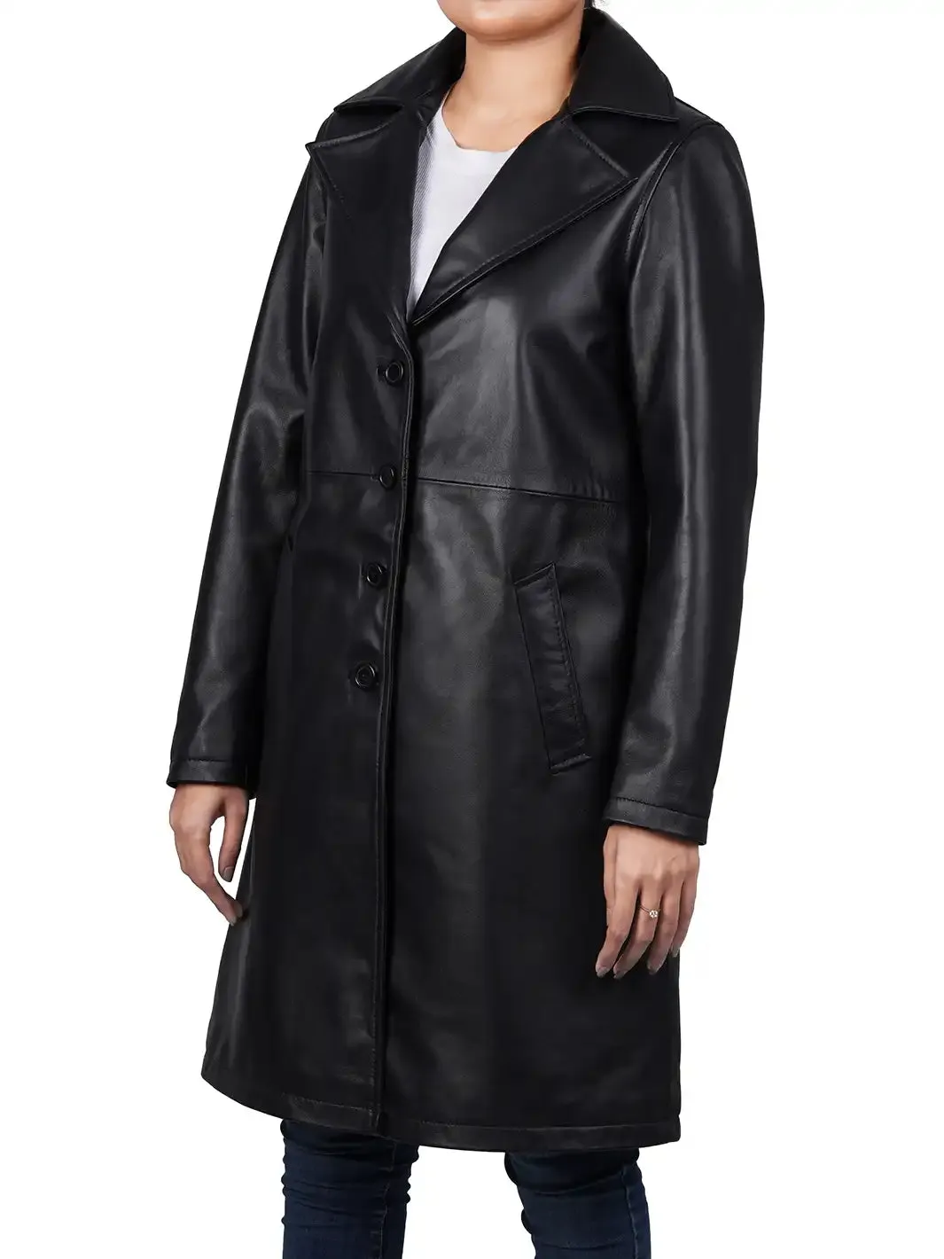 Bryson Relax Fit Black Leather Coat