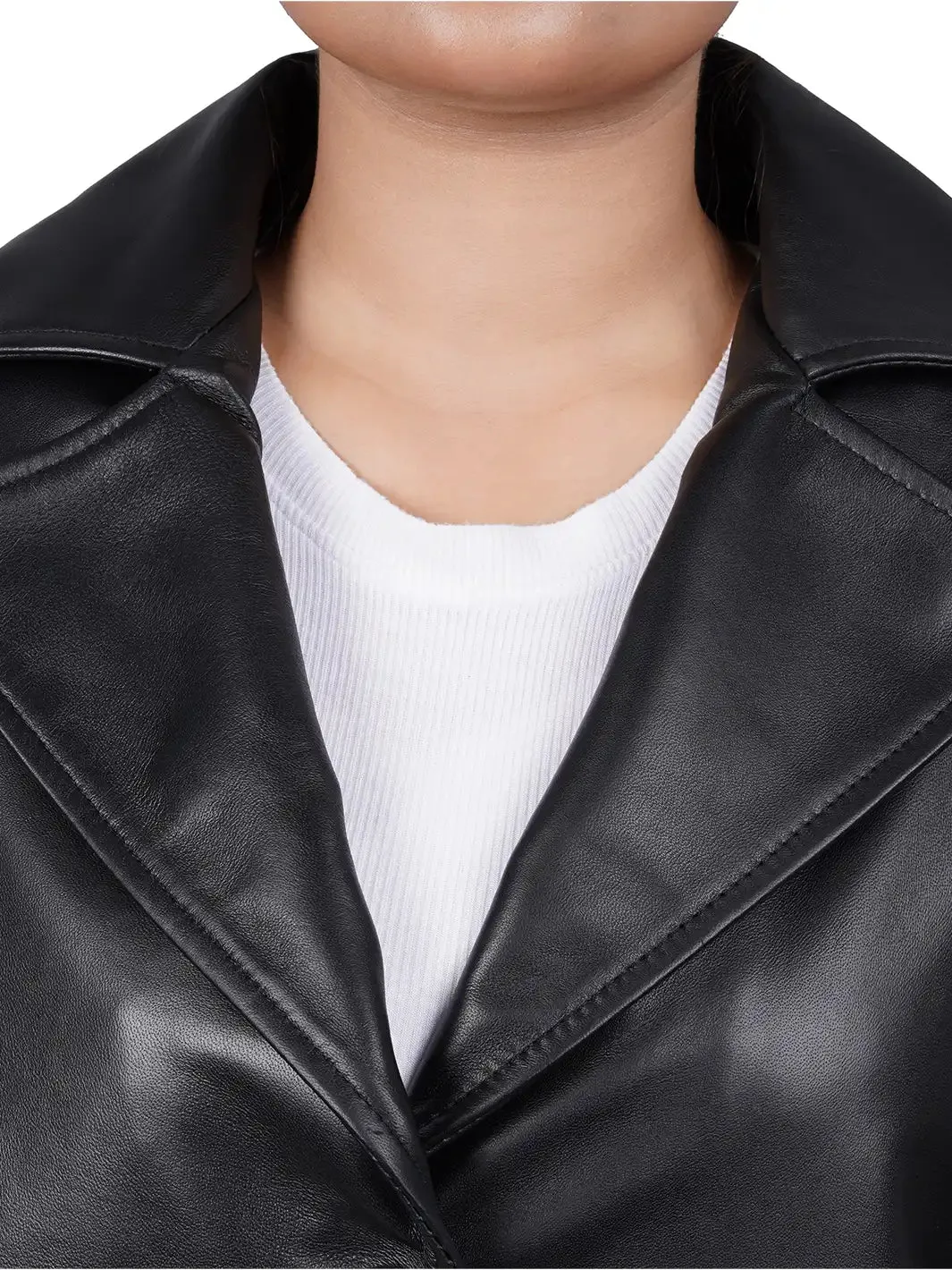 Bryson Relax Fit Black Leather Coat