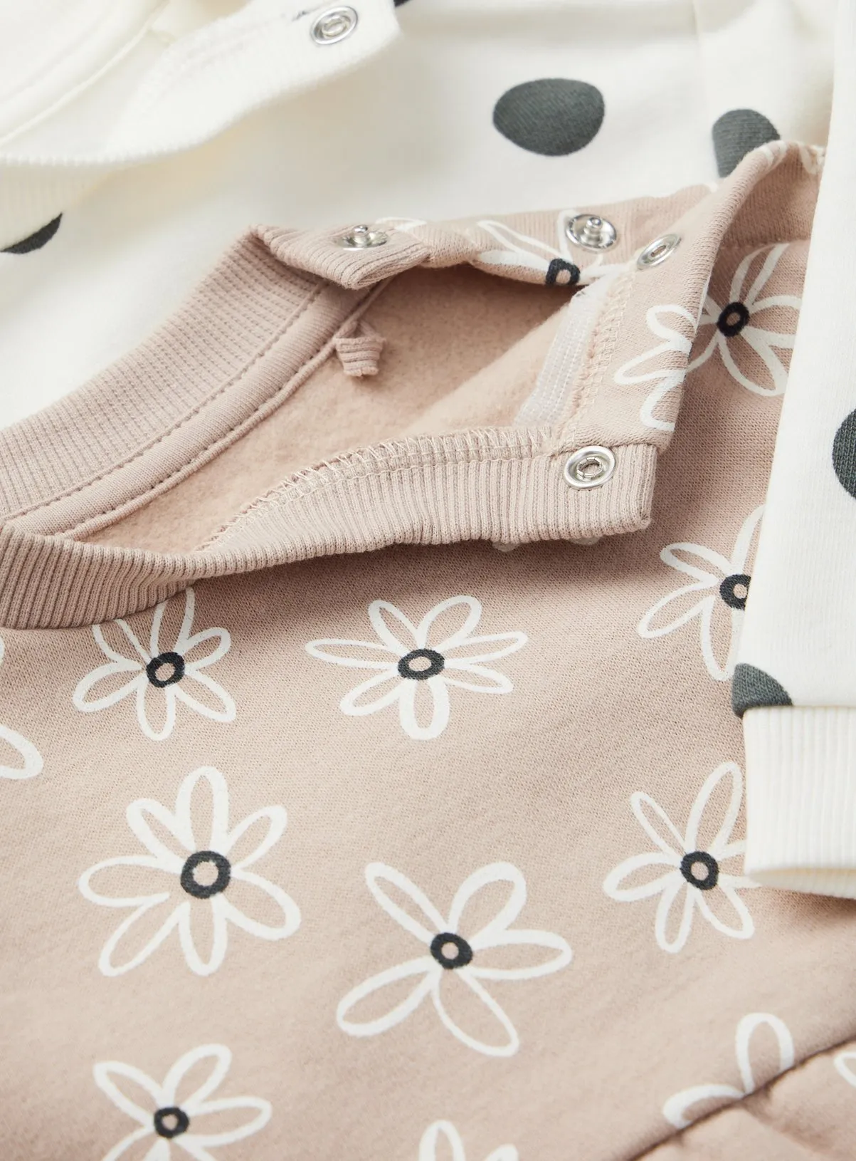 Buy Beige Floral & White Spot Print Sweatshirt Dress 2 Pack Up to 3 mths | Dresses | Tu