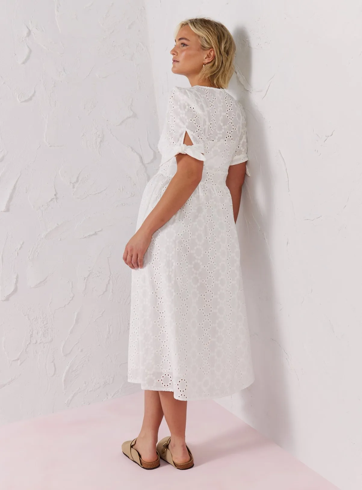 Buy EVERBELLE White Button-Through Broderie Midi Dress  20 | Dresses | Tu