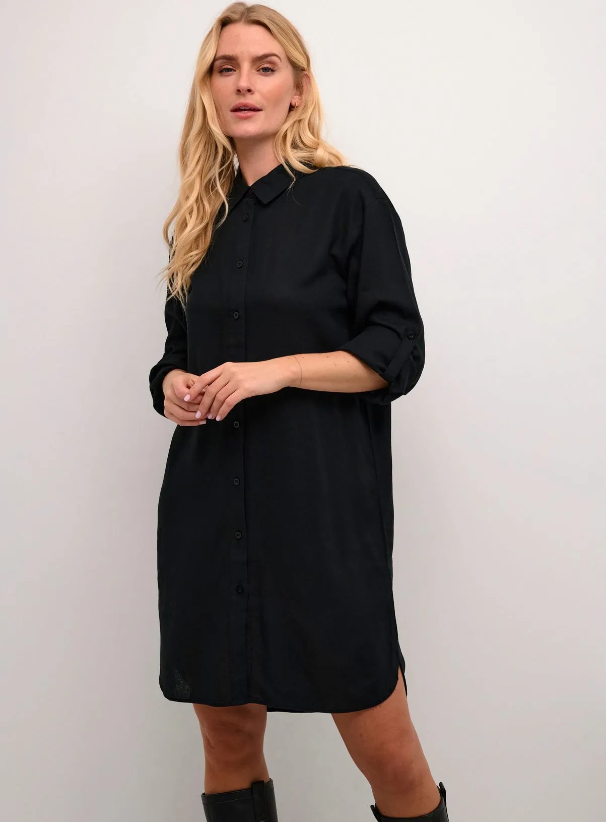 Buy KAFFE Milia Mid Thigh Length Shirt Dress Black 10 | Dresses | Tu