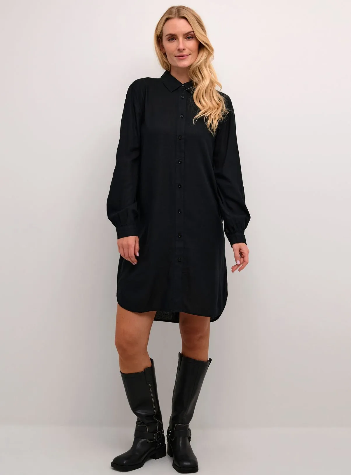 Buy KAFFE Milia Mid Thigh Length Shirt Dress Black 10 | Dresses | Tu