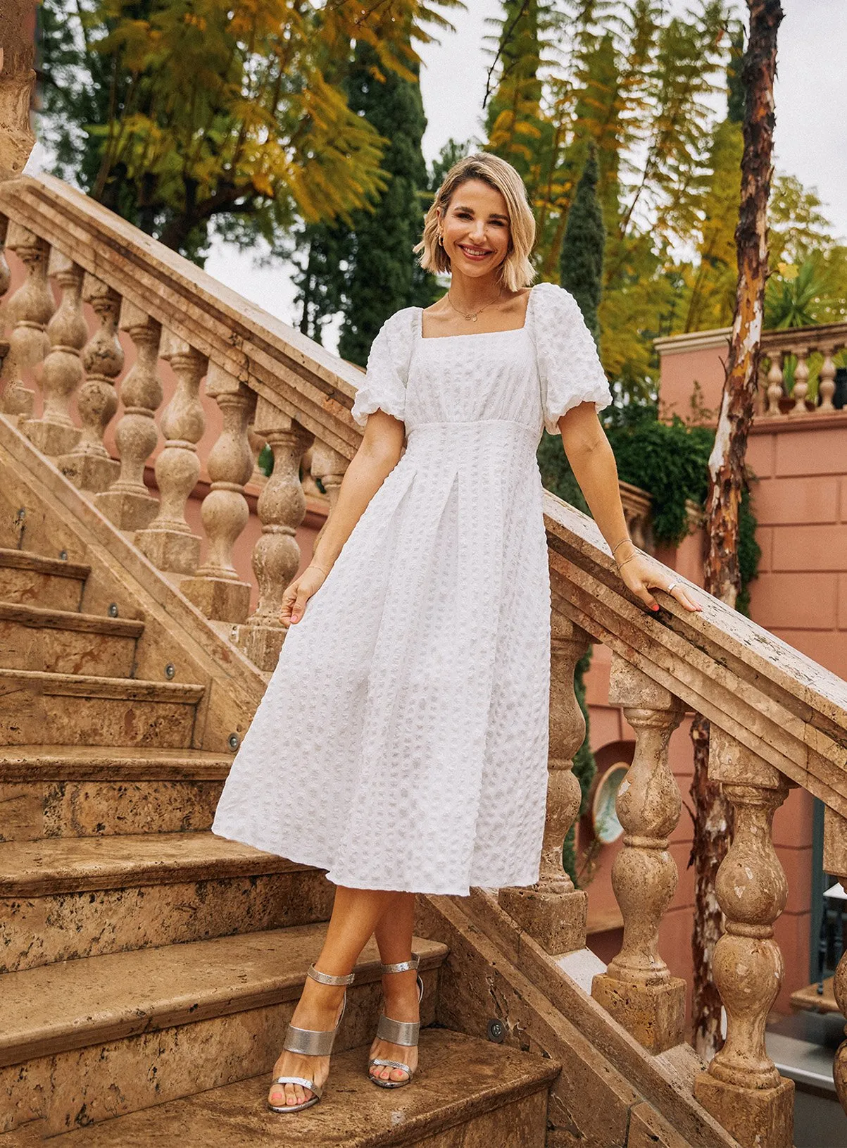 Buy VOGUE WILLIAMS White Waffle Midaxi Dress 10 | Dresses | Tu