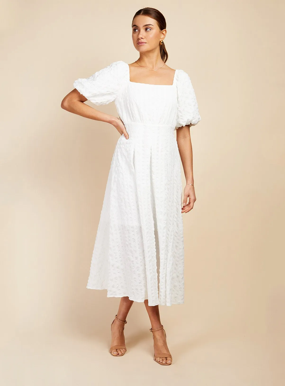 Buy VOGUE WILLIAMS White Waffle Midaxi Dress 10 | Dresses | Tu