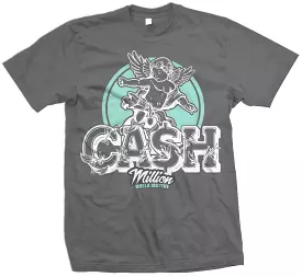 Cash Angel Cherub - Island Green on Dark Grey T-Shirt