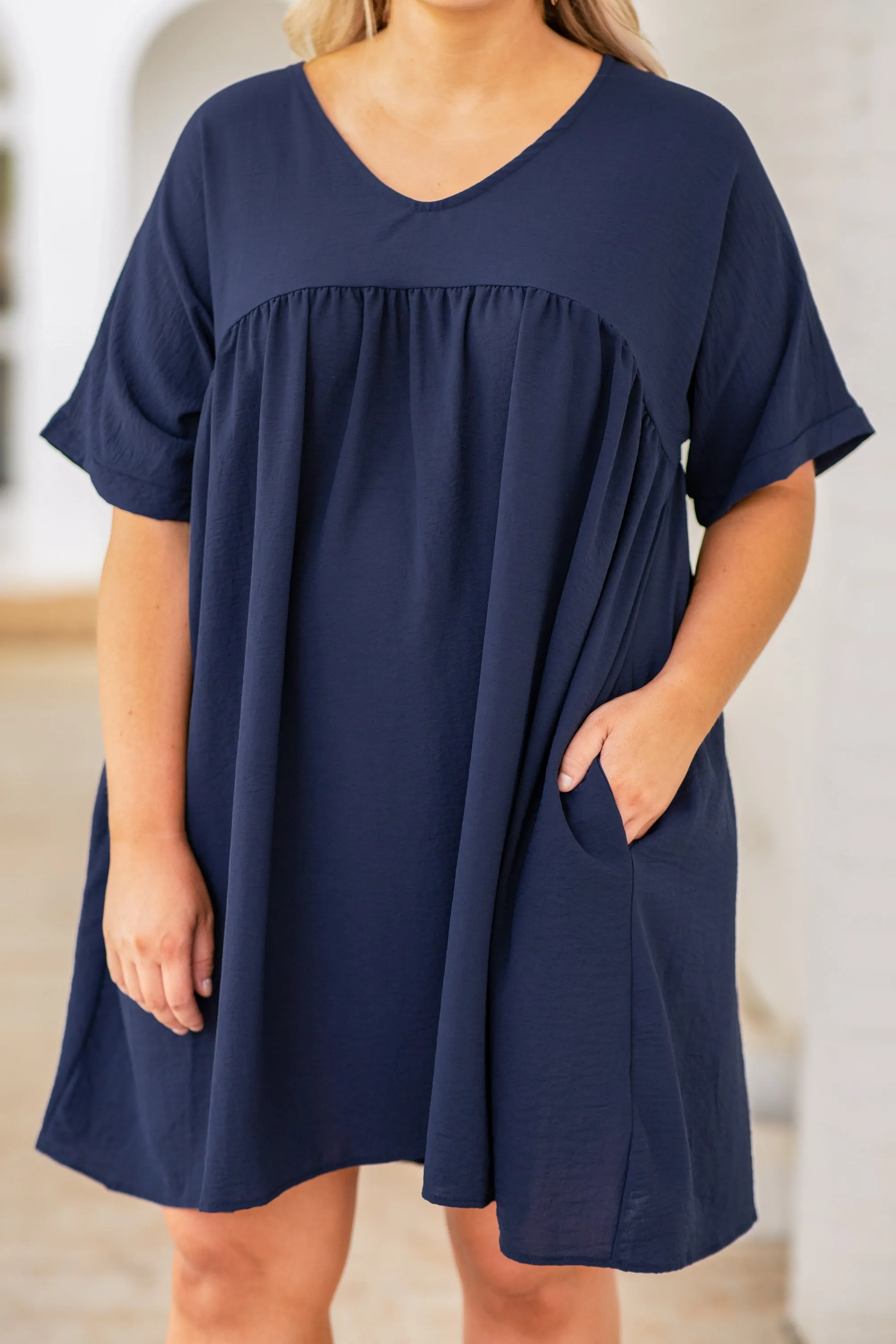 Catch My Breath Dress, Navy