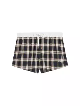 CELINE MINI SHORT IN ANTHRACITE/CHALK/RED CHECKED PANAMA