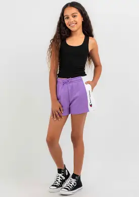 Champion Junior Girls' French Terry Panel Shorts <BR> KVUMN HKI