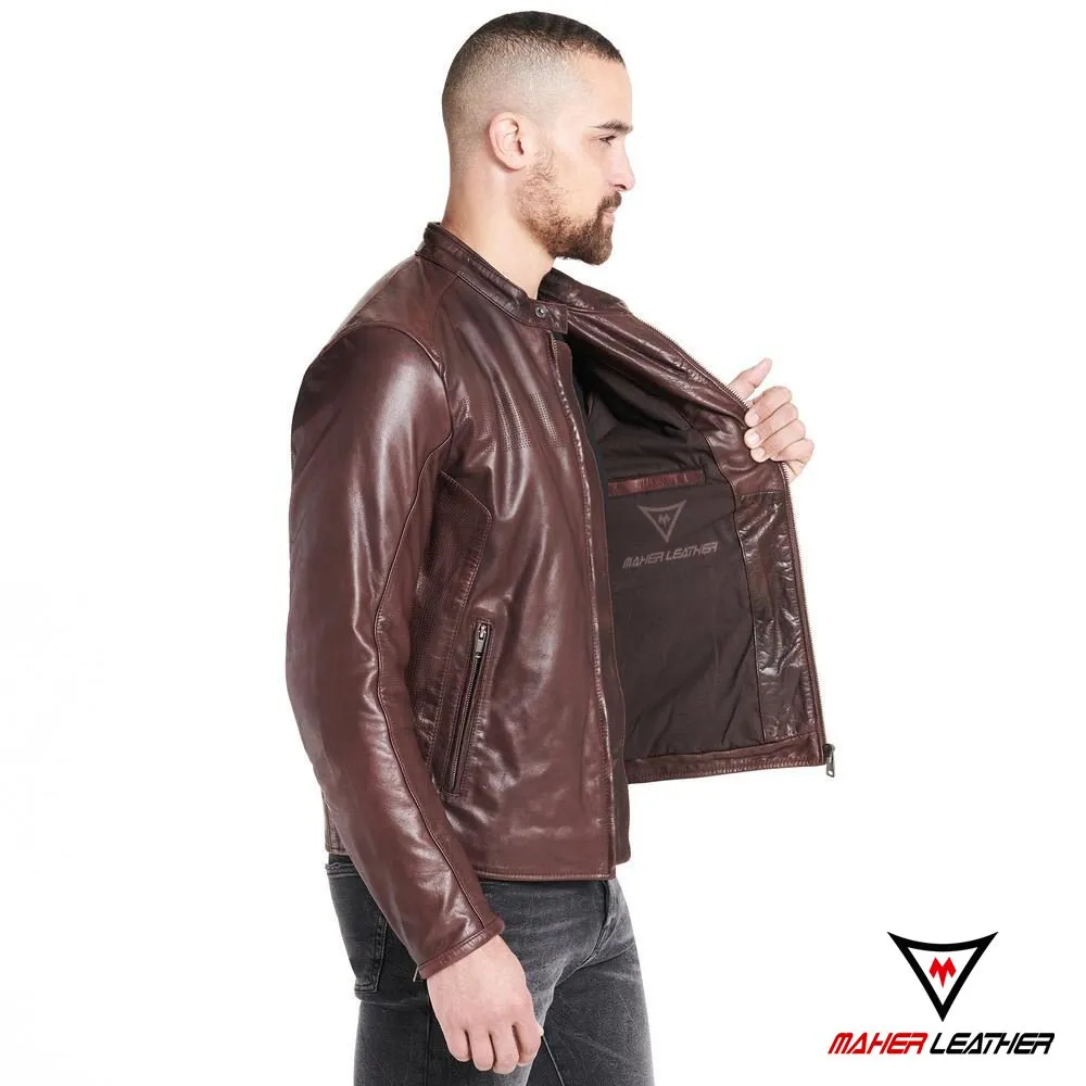 Chocolate brown leather jacket mens