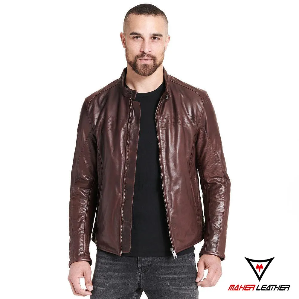 Chocolate brown leather jacket mens