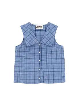 Cobalt Blue Check Collar Top