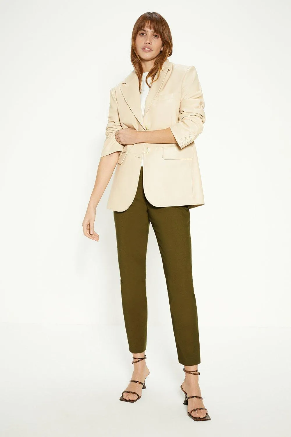 Cotton Sateen Tailored Slim Leg Trouserkhaki