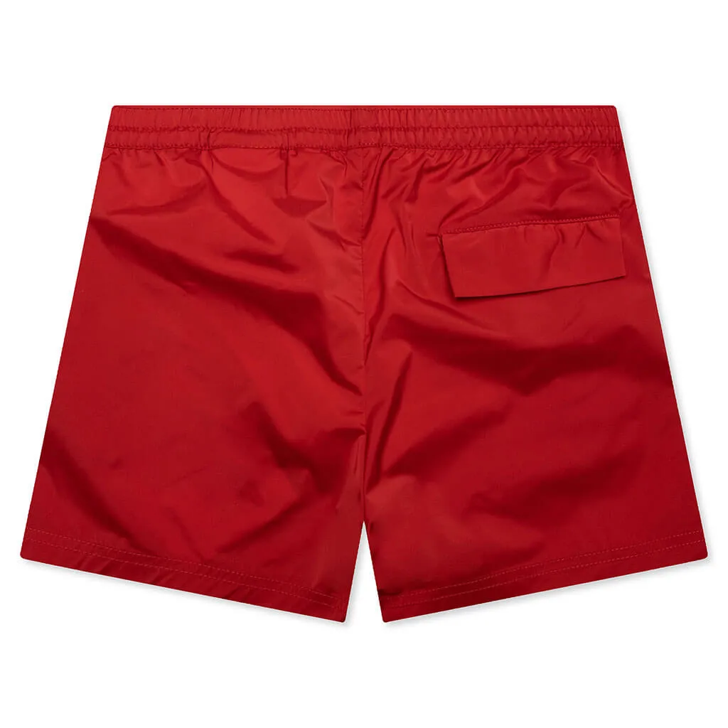 Curved Logo Beachwear Short - Red/White