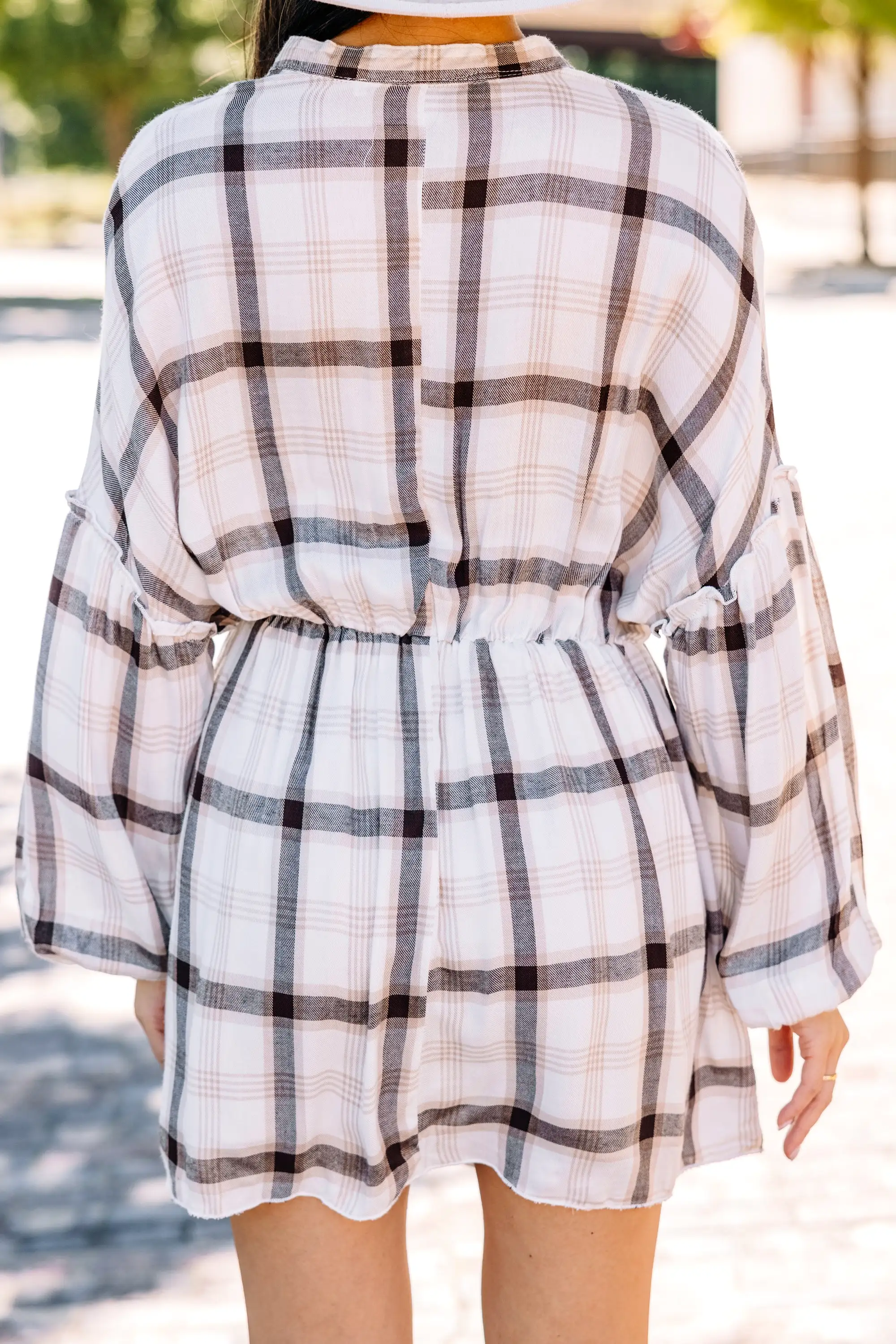 Fall Experiences Off White Plaid Dress