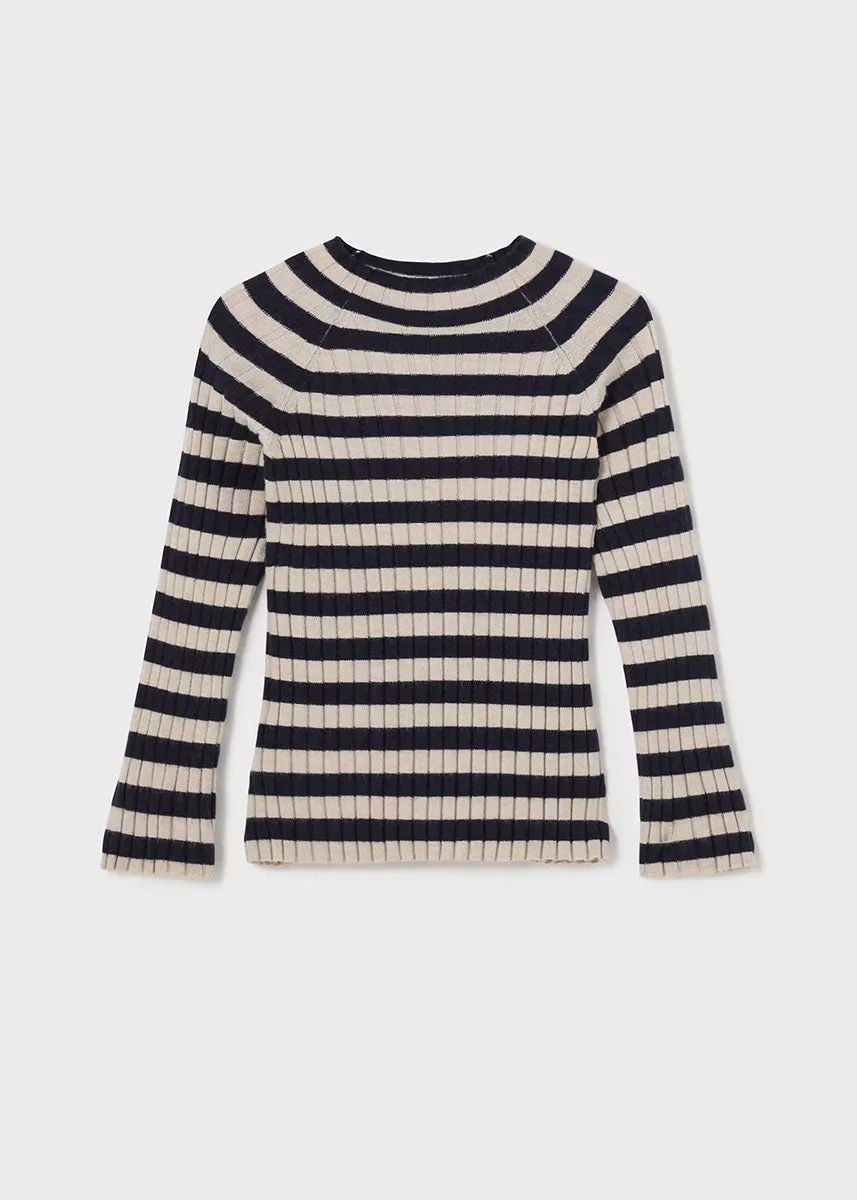 Felicity Ribbed Mock Neck Sweater - Navy