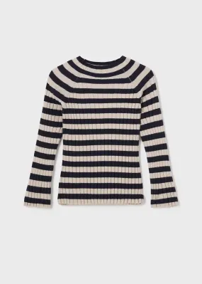 Felicity Ribbed Mock Neck Sweater - Navy