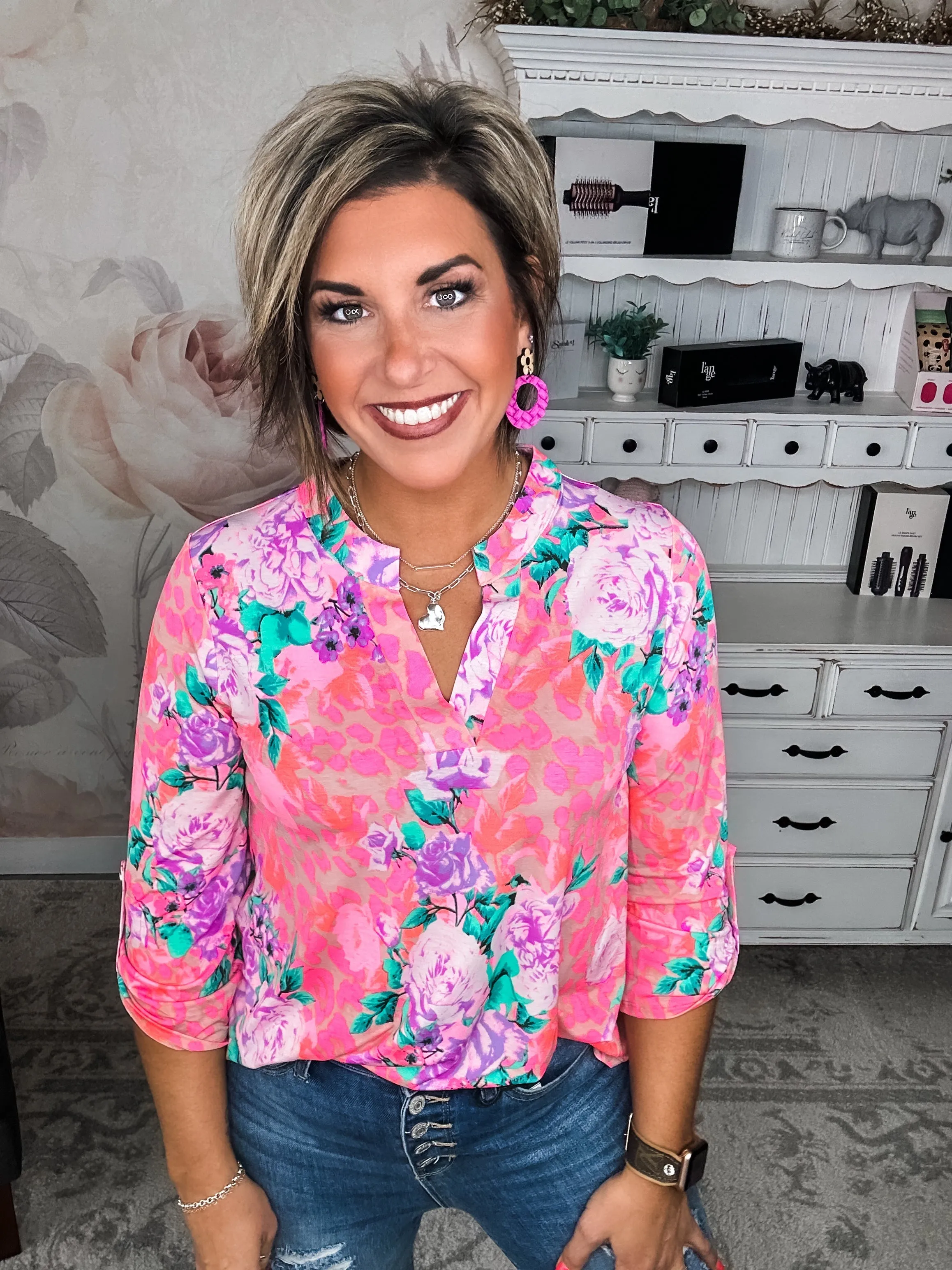 Figure It Out Top - Pink Multi