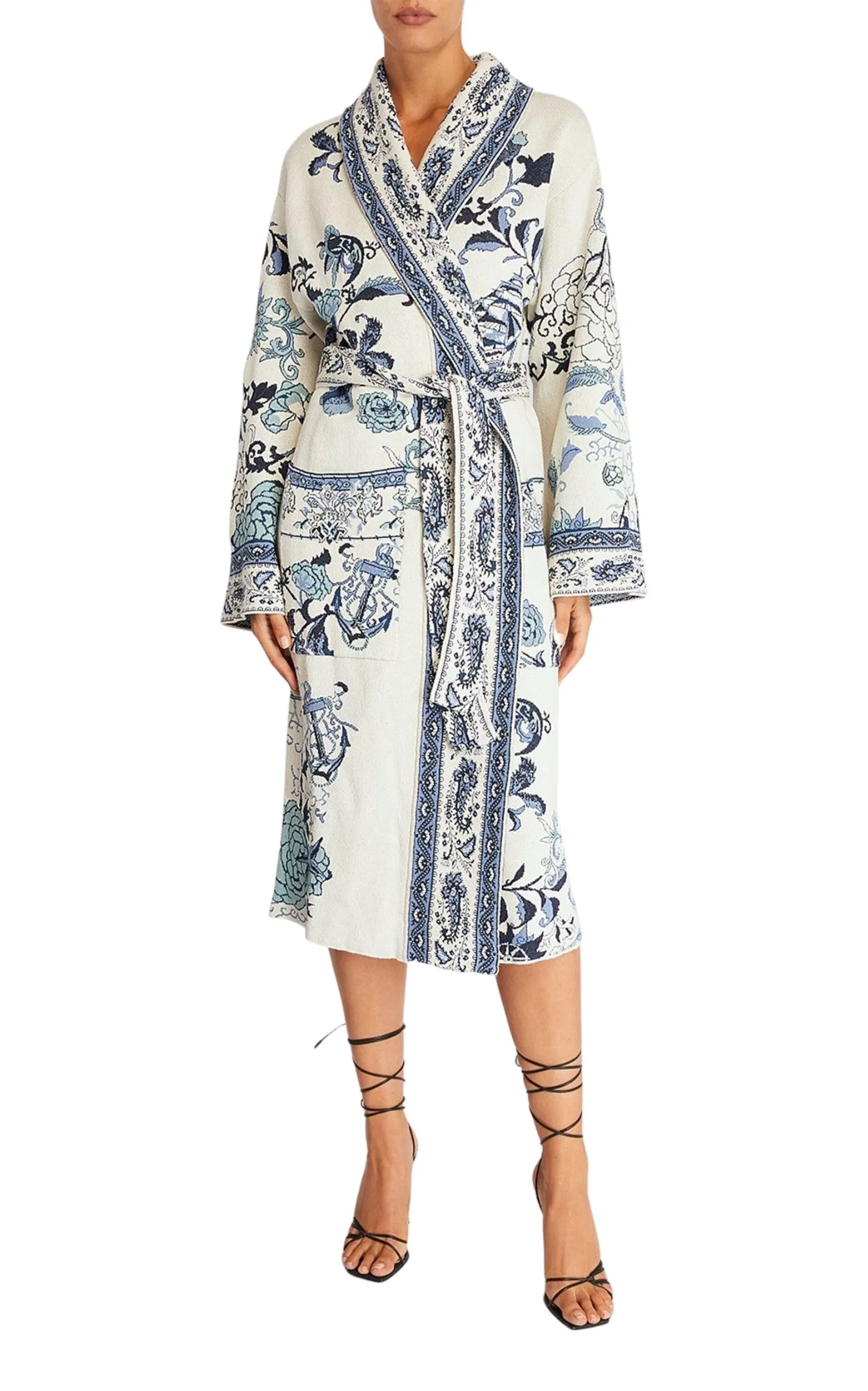 Floral Print Wrap Coat