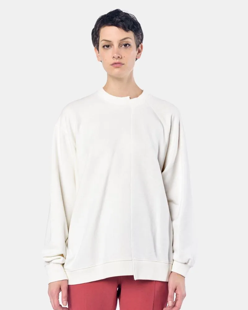 French Terry Drop Raglan Sweatshirt in White