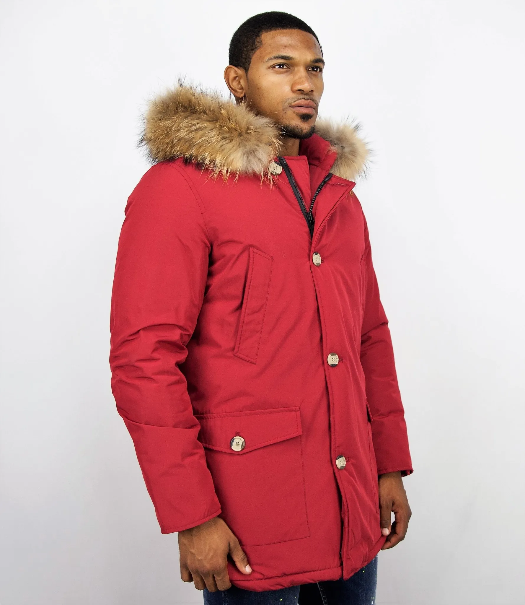 Fur Collar Coat | Men Winter Coat Wooly Long |