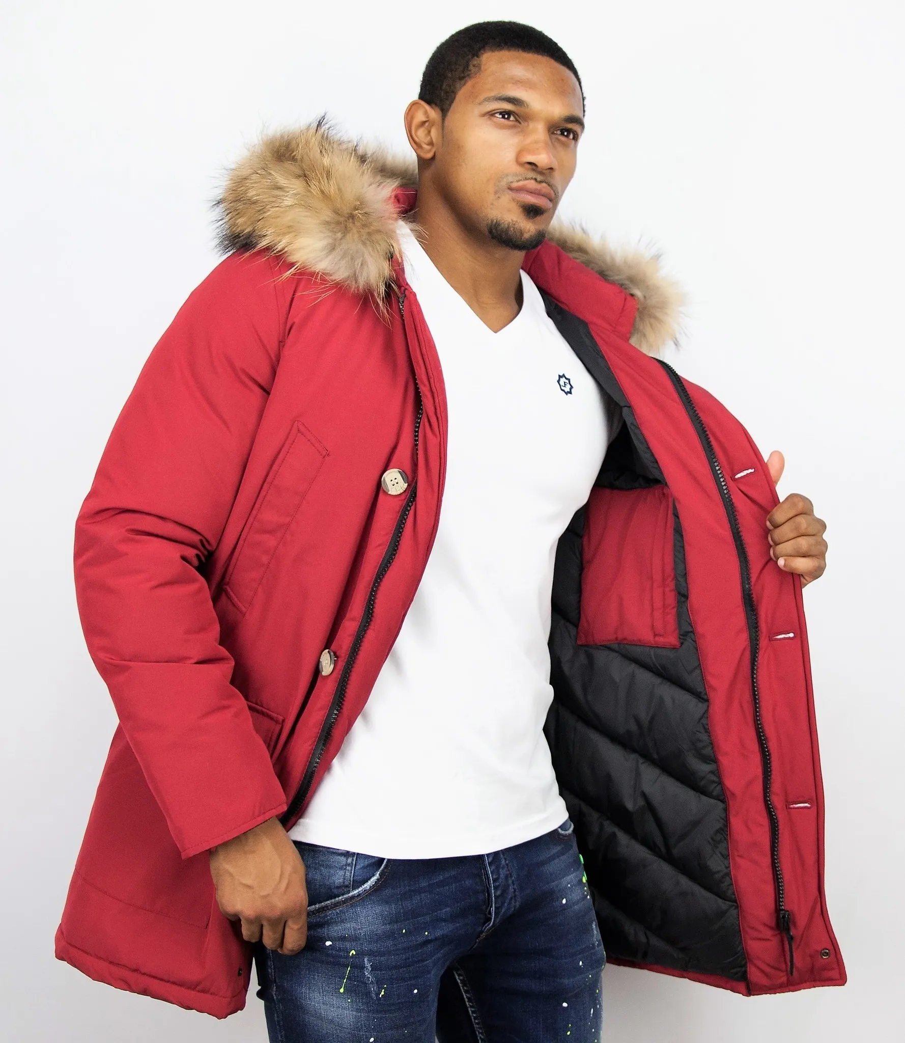 Fur Collar Coat | Men Winter Coat Wooly Long |