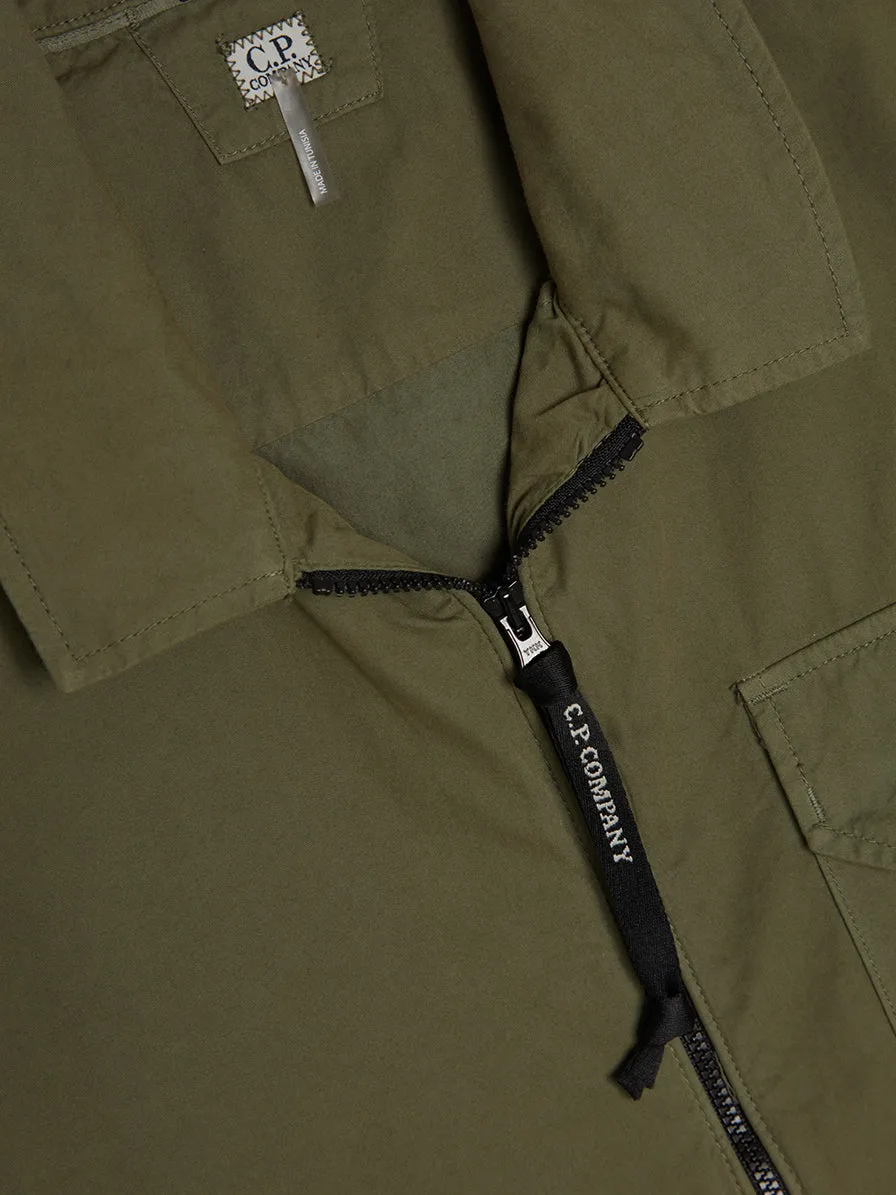 Gabardine Zipped Shirt, Bronze Green