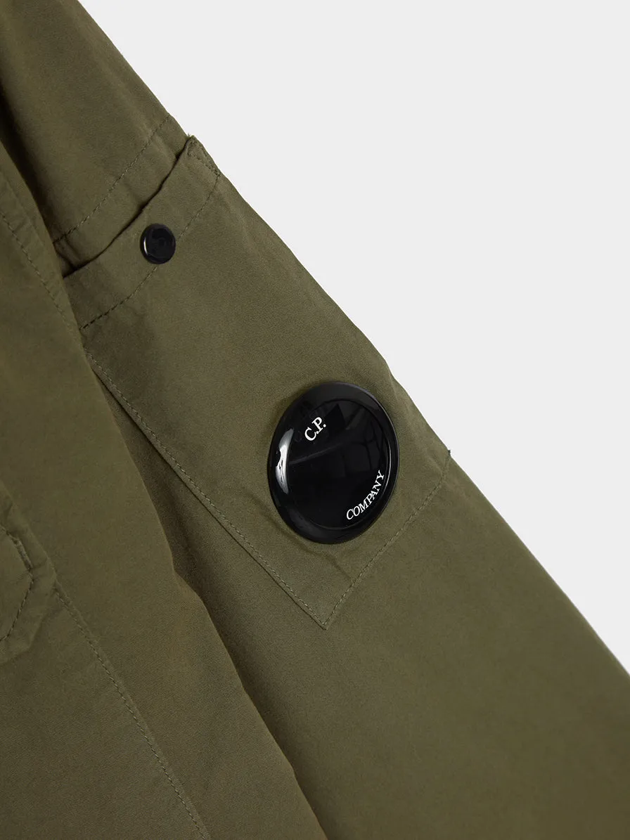 Gabardine Zipped Shirt, Bronze Green