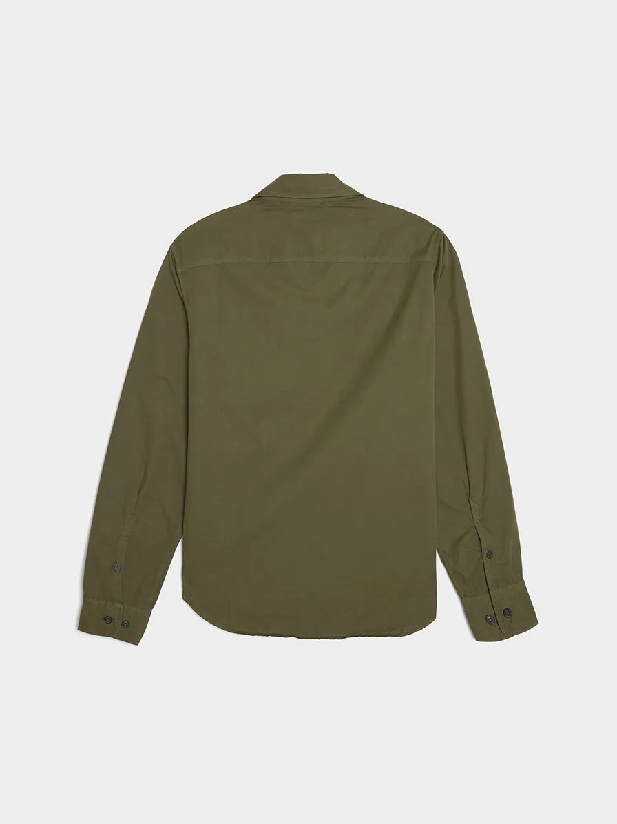 Gabardine Zipped Shirt, Bronze Green