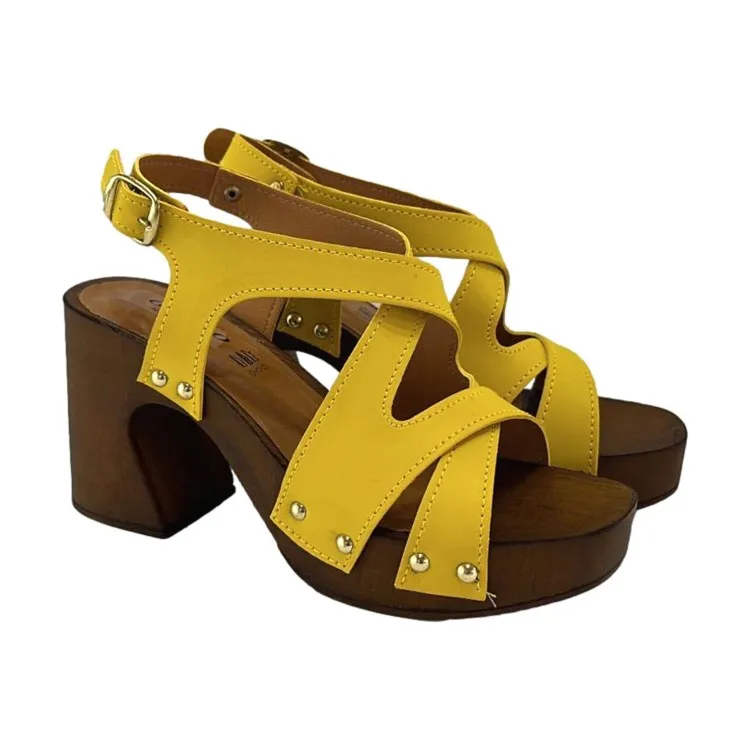 Gallo Shoes 436 Sandali Donna Tacco Alto Con Cinturino Giallo