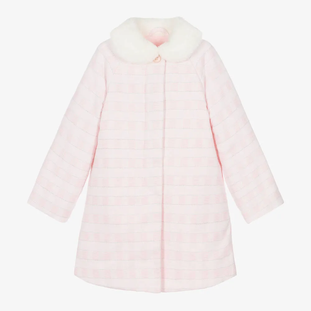 Girls Pink Check Coat