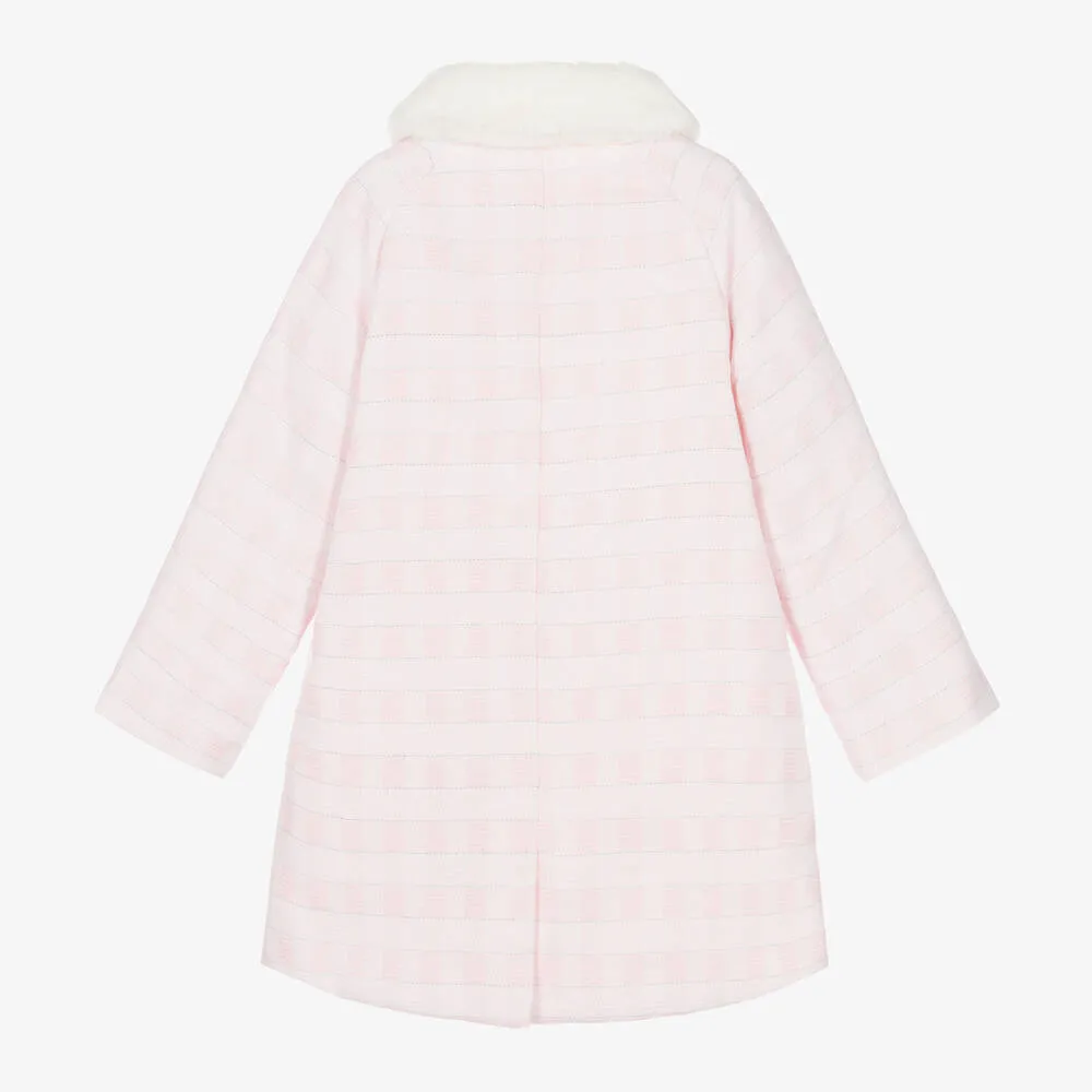 Girls Pink Check Coat