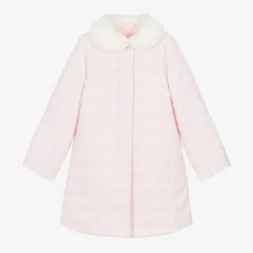 Girls Pink Check Coat