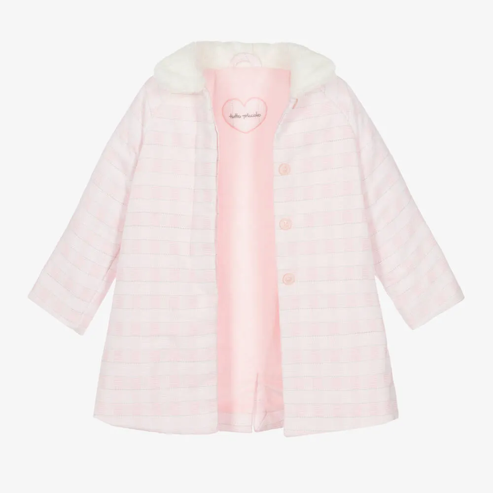 Girls Pink Check Coat